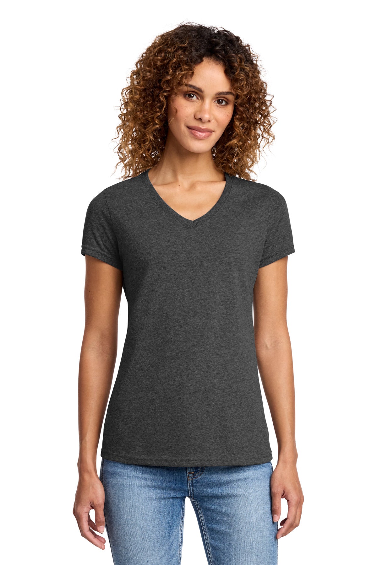 Port & Co Women's Fan Favorite Blend V-Neck Tee. LPC455V in Black Heather