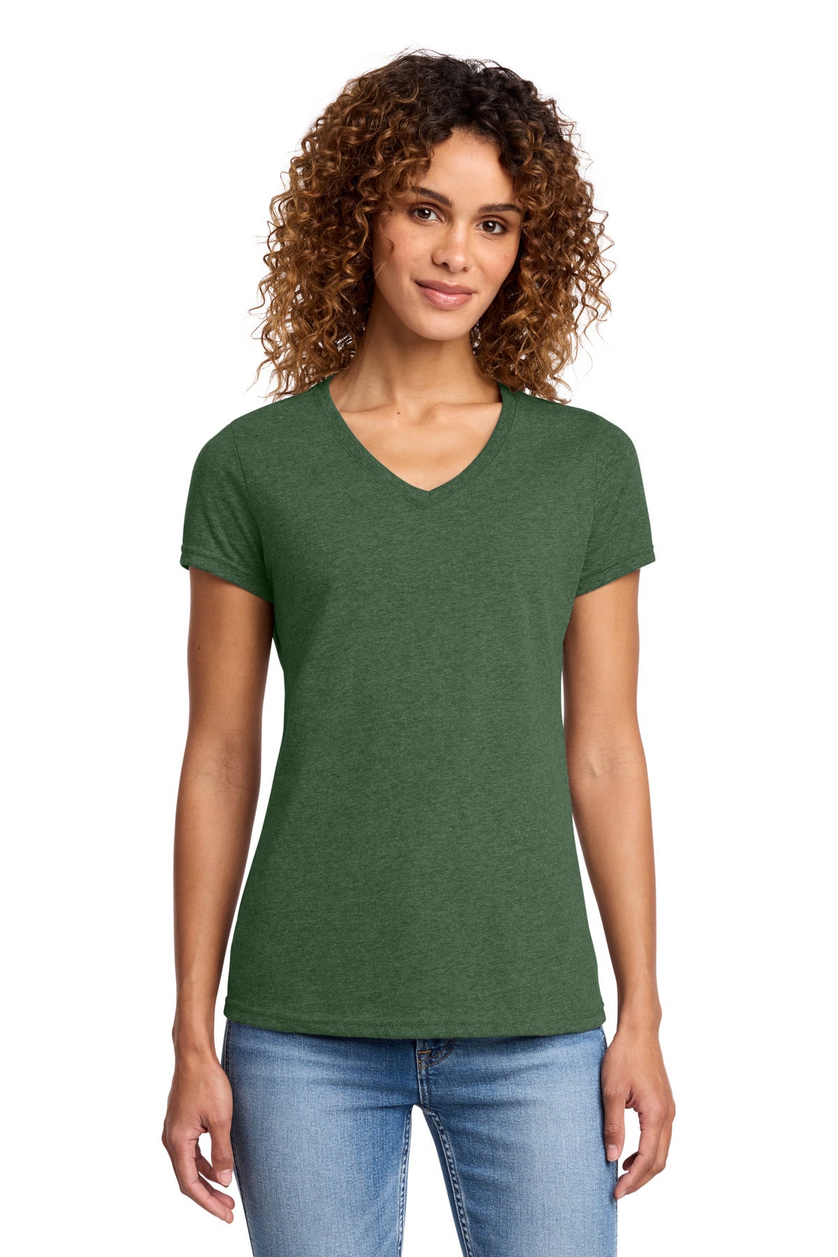 Port & Co Women's Fan Favorite Blend V-Neck Tee. LPC455V in Forest Green Heather