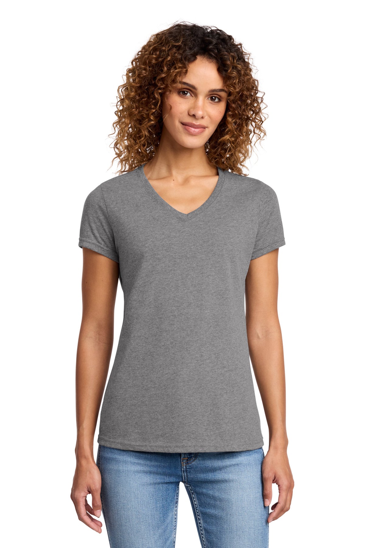 Port & Co Women's Fan Favorite Blend V-Neck Tee. LPC455V in Graphite Heather