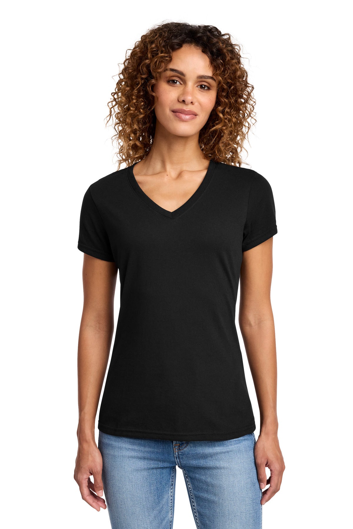 Port & Co Women's Fan Favorite Blend V-Neck Tee. LPC455V in Jet Black