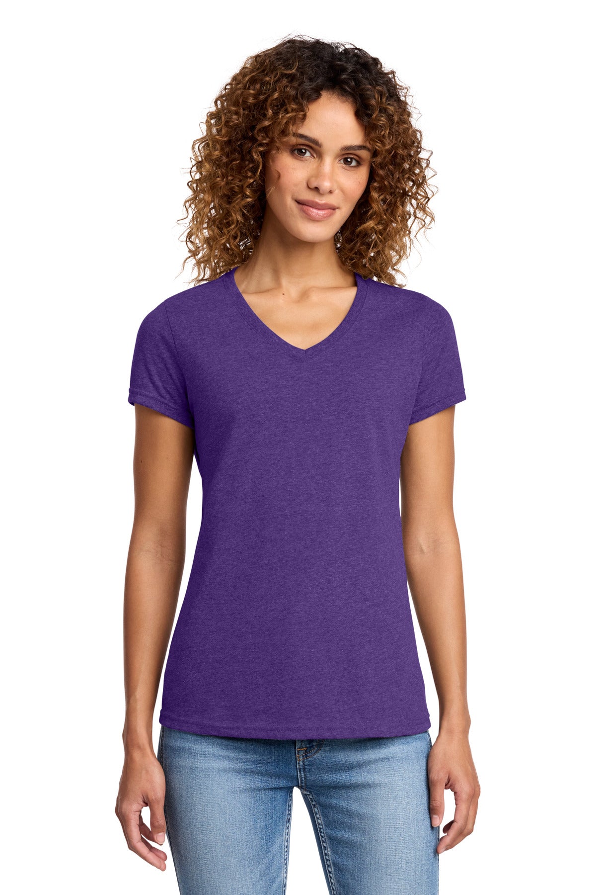 Port & Co Women's Fan Favorite Blend V-Neck Tee. LPC455V in Team Purple Heather