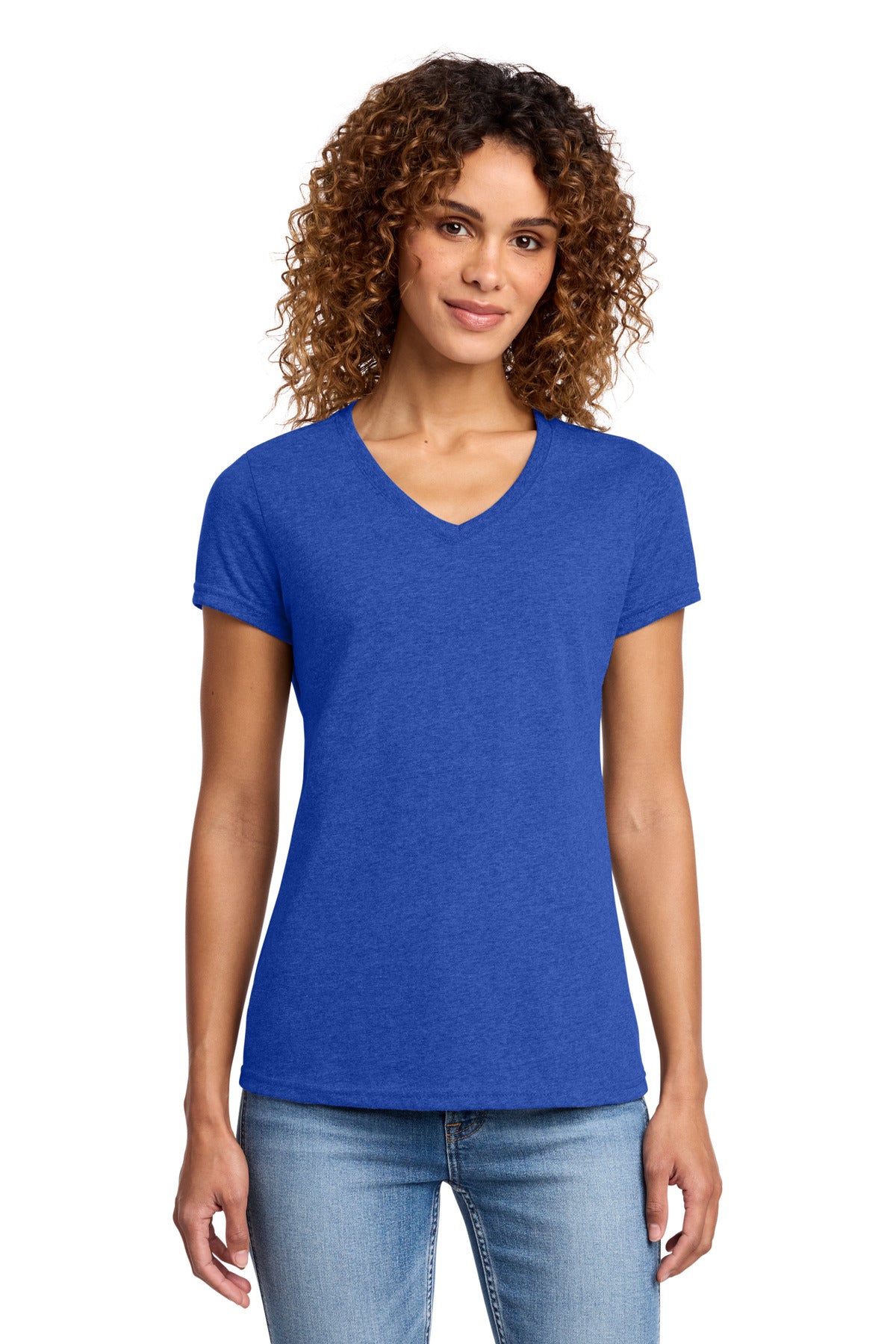 Port & Co Women's Fan Favorite Blend V-Neck Tee. LPC455V in True Royal Heather