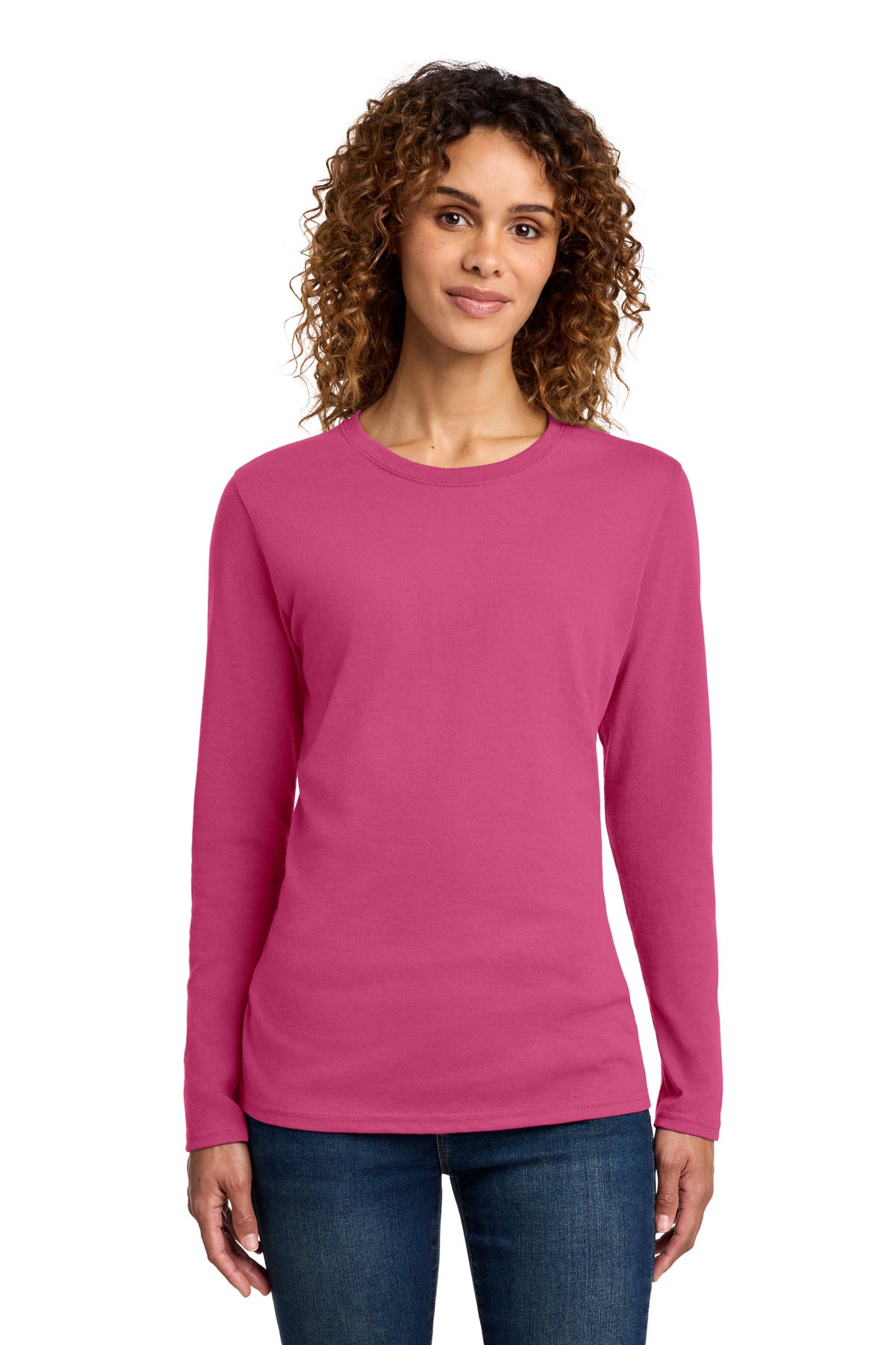 Port & Co Women's Long Sleeve Core Cotton Tee. LPC54LS in Sangria