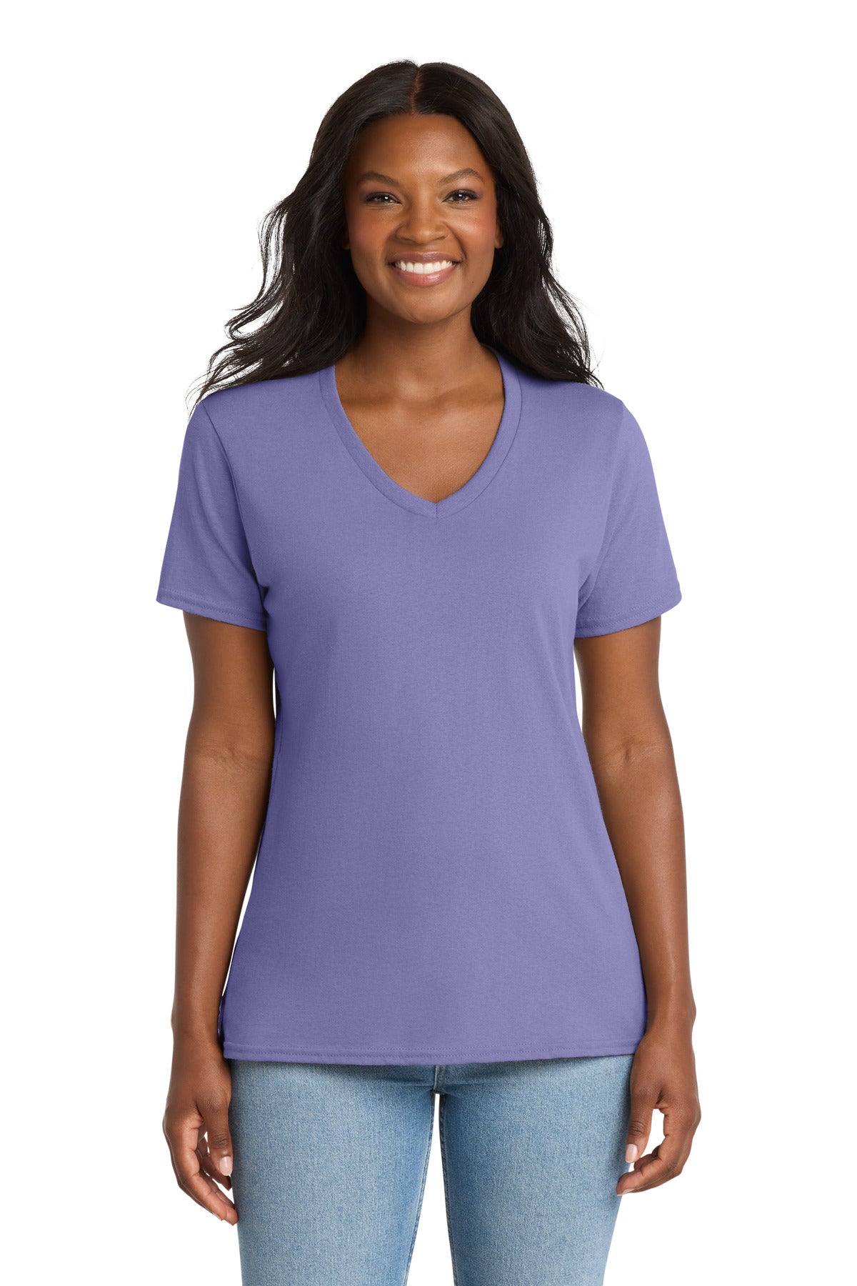 Port & Co Women's Core Cotton V-Neck Tee. LPC54V in Violet