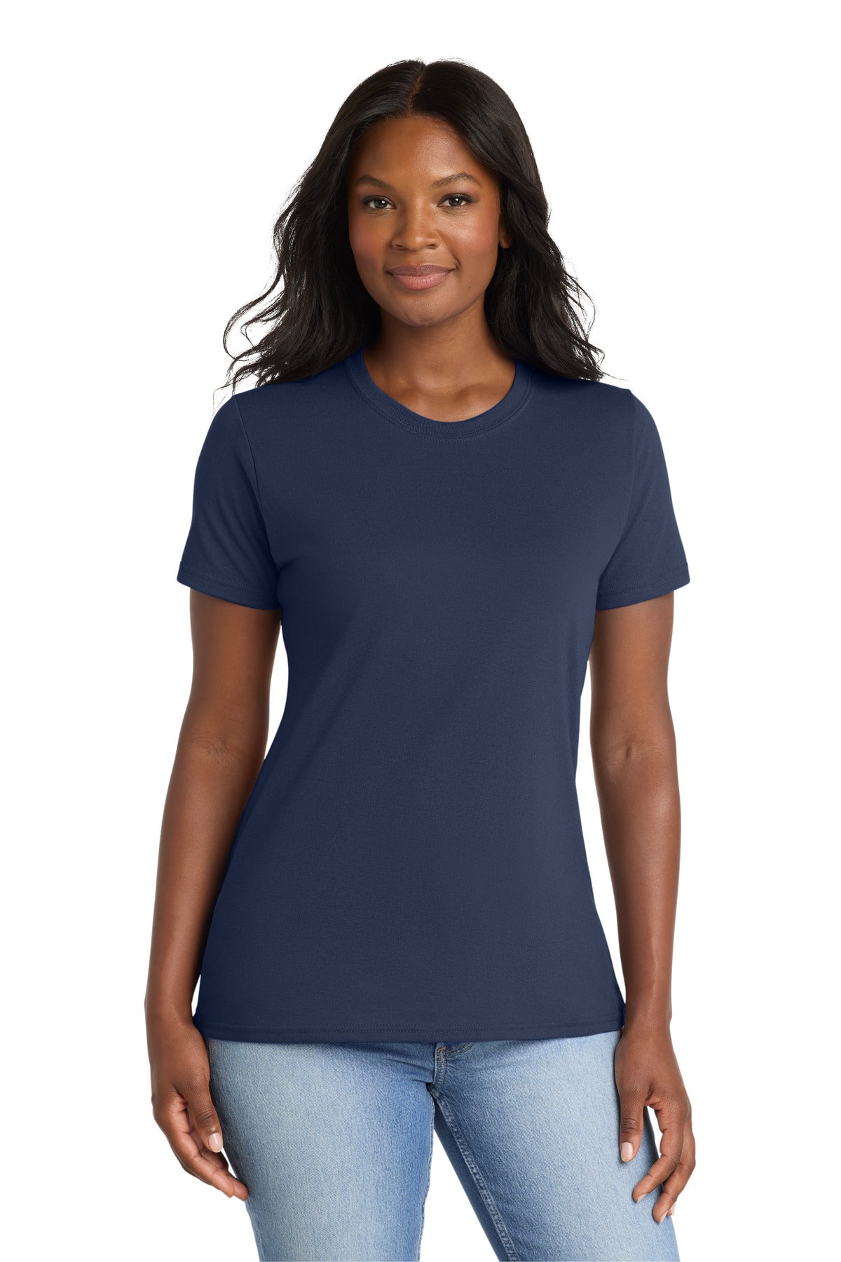 Port & Co Women's Core Blend Tee. LPC55 in Navy