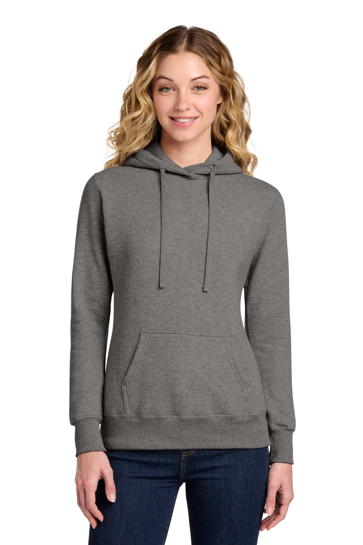 Port & Co Women's Core Fleece Pullover Hooded Sweatshirt LPC78H in Graphite Heather