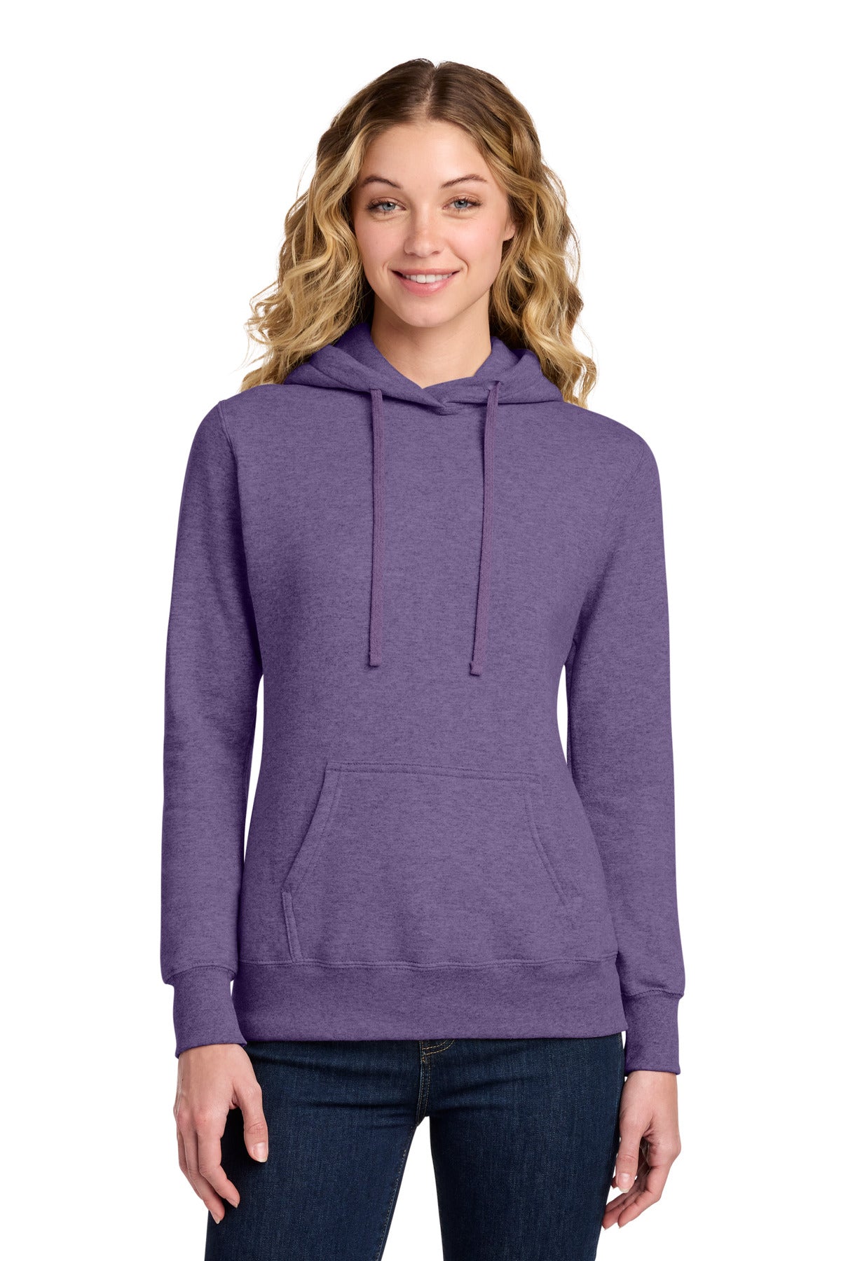 Port & Co Women's Core Fleece Pullover Hooded Sweatshirt LPC78H in Heather Purple