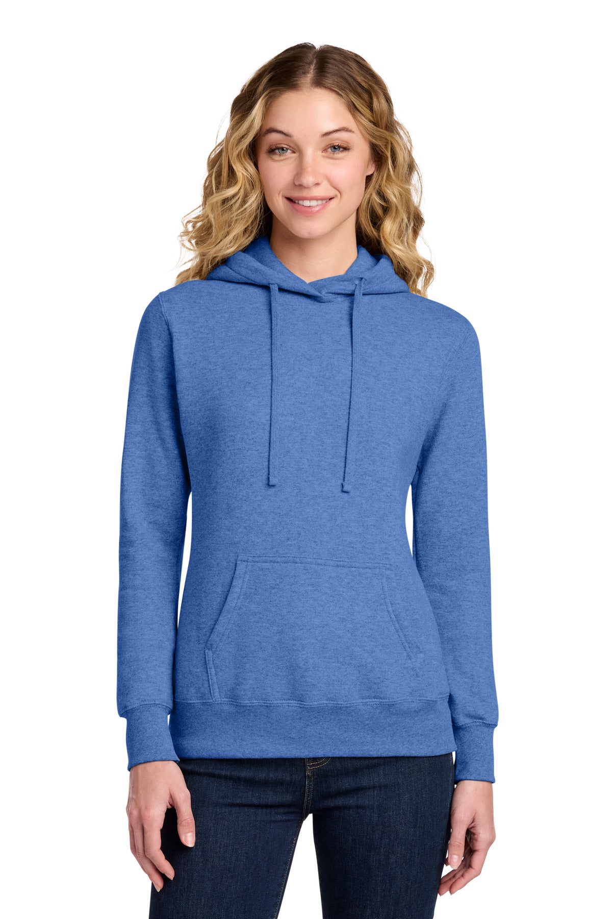 Port & Co Women's Core Fleece Pullover Hooded Sweatshirt LPC78H in Heather Royal