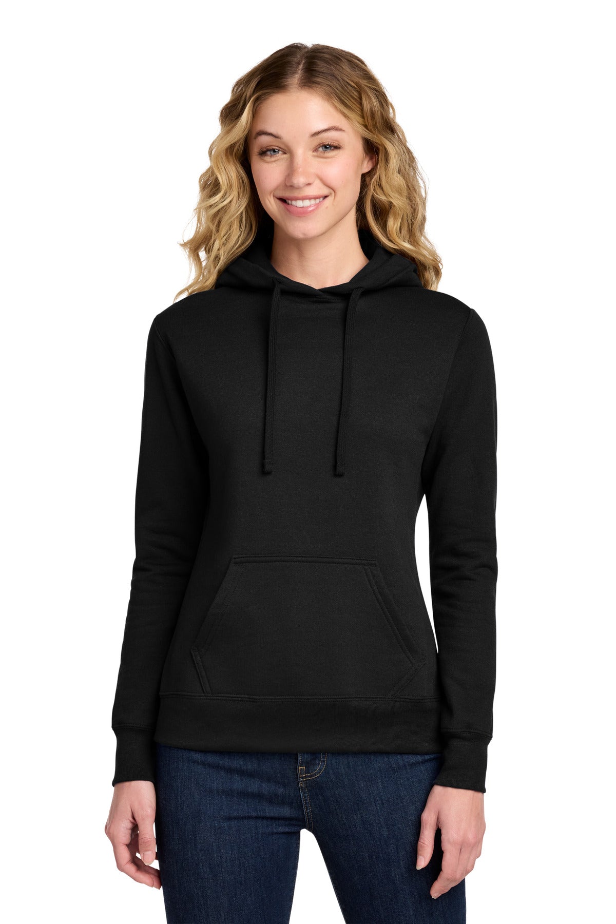 Port & Co Women's Core Fleece Pullover Hooded Sweatshirt LPC78H in Jet Black