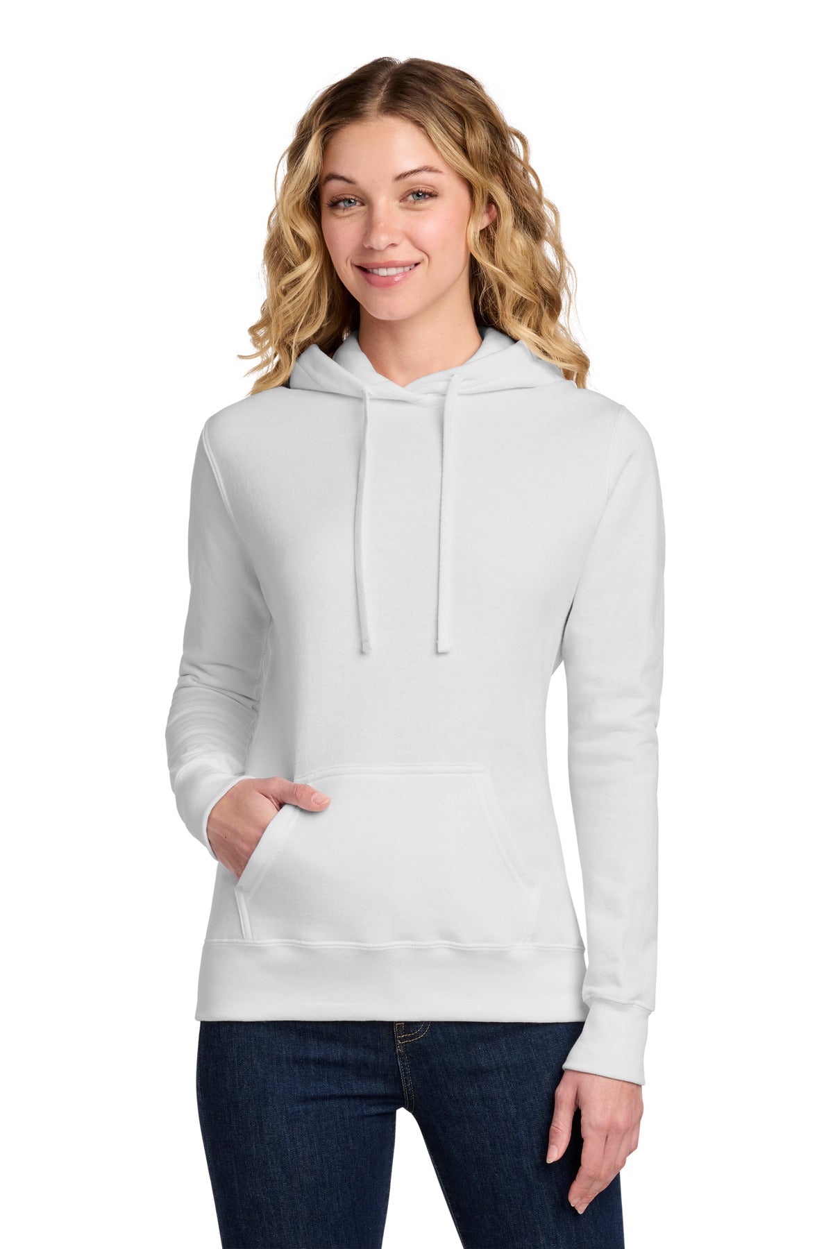Port & Co Women's Core Fleece Pullover Hooded Sweatshirt LPC78H in White