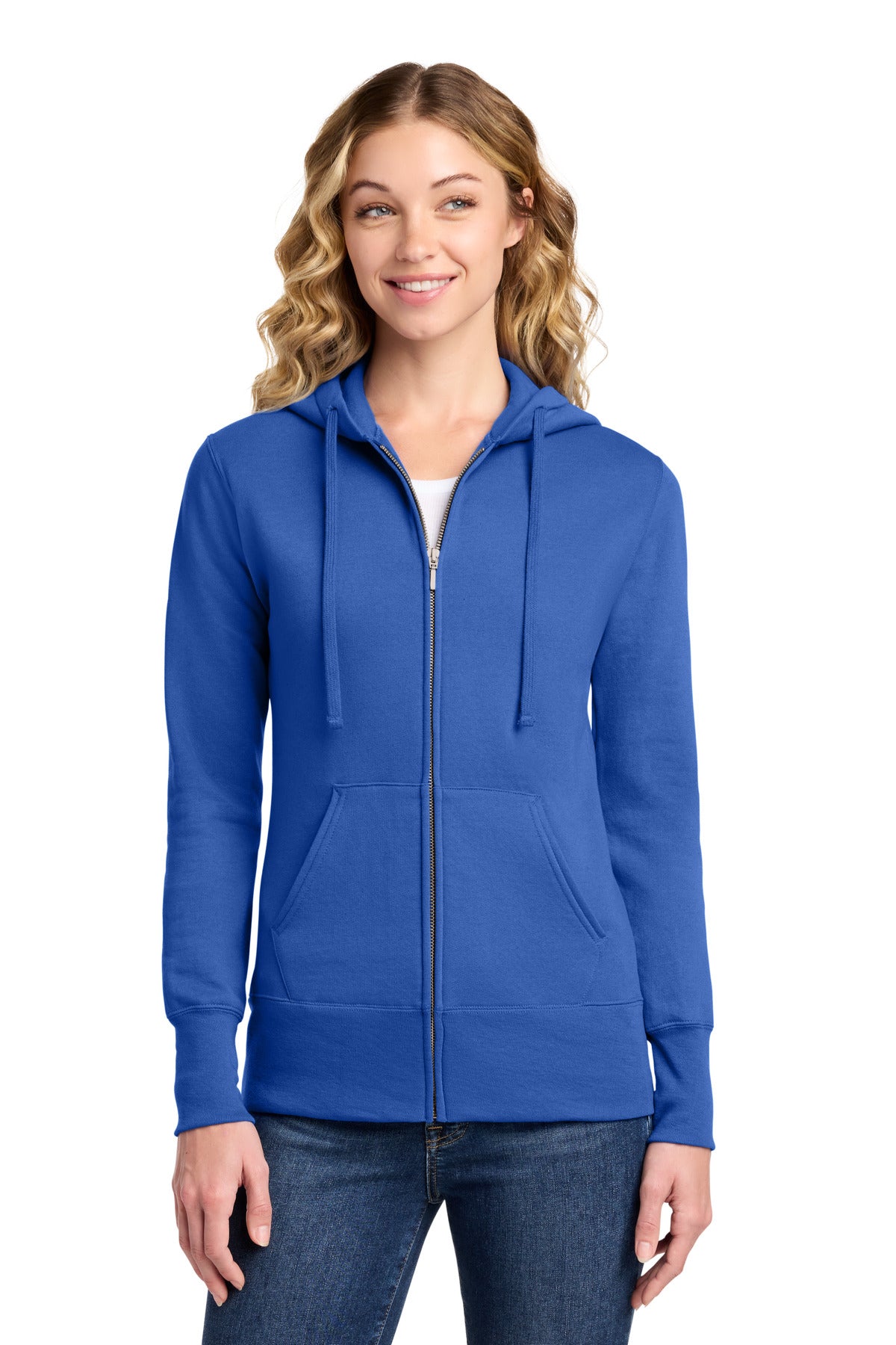 Port & Co Women's Core Fleece Full-Zip Hooded Sweatshirt. LPC78ZH in Royal