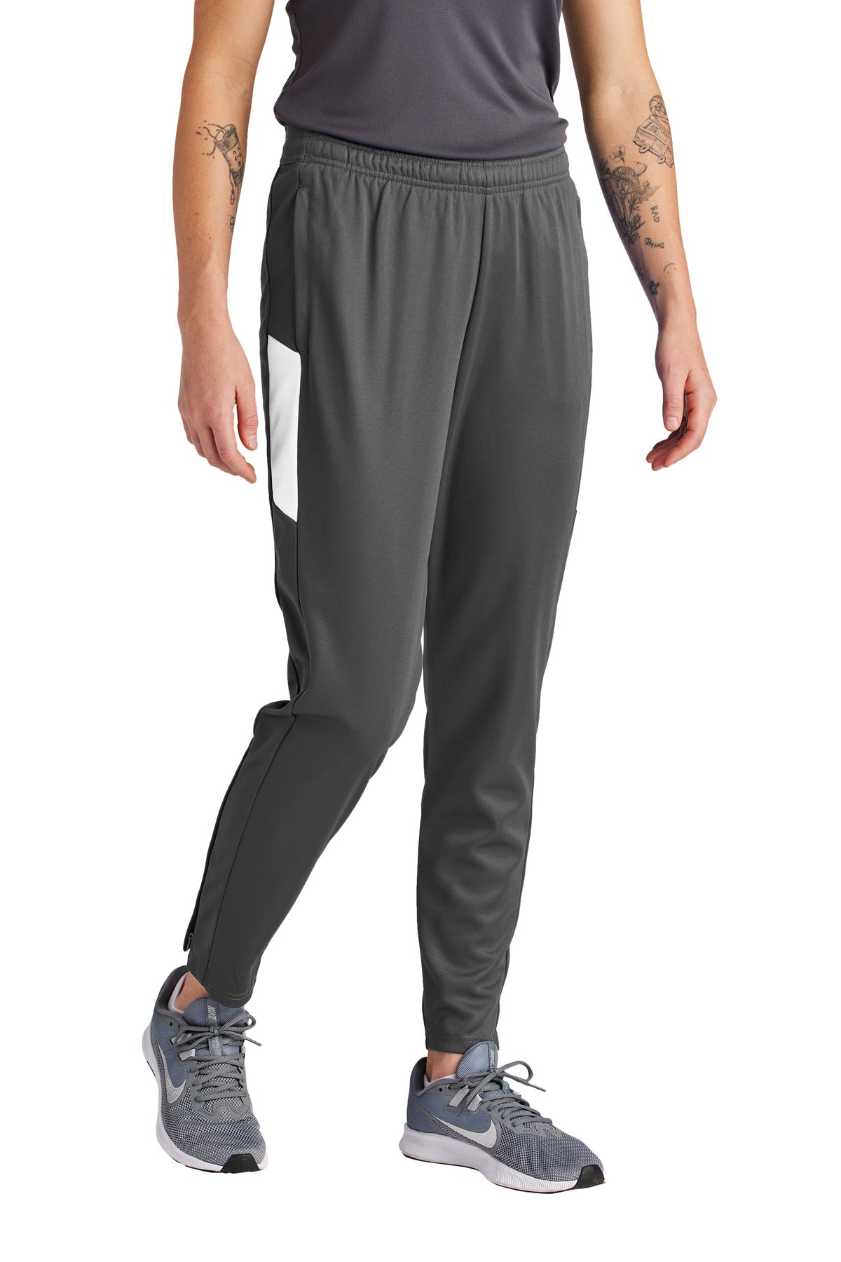 Sport-Tek Women's Travel Pant LPST800 in Iron Grey/ White