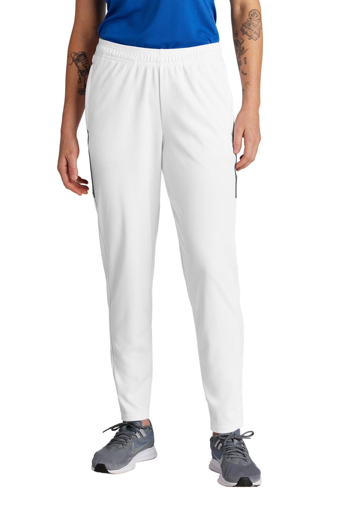 Sport-Tek Women's Travel Pant LPST800 in White/ Iron Grey