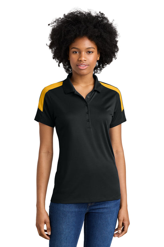 Sport-Tek Women's Competitor United Polo LST104 in Black/ Gold