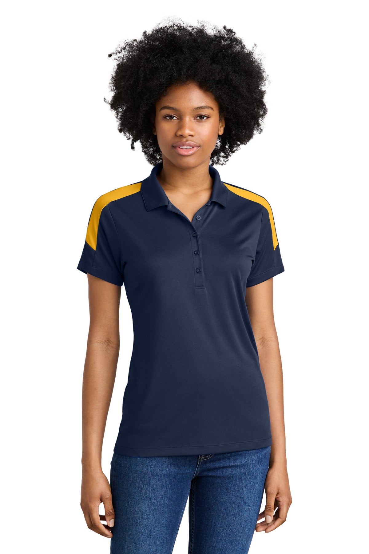 Sport-Tek Women's Competitor United Polo LST104 in True Navy/ Gold
