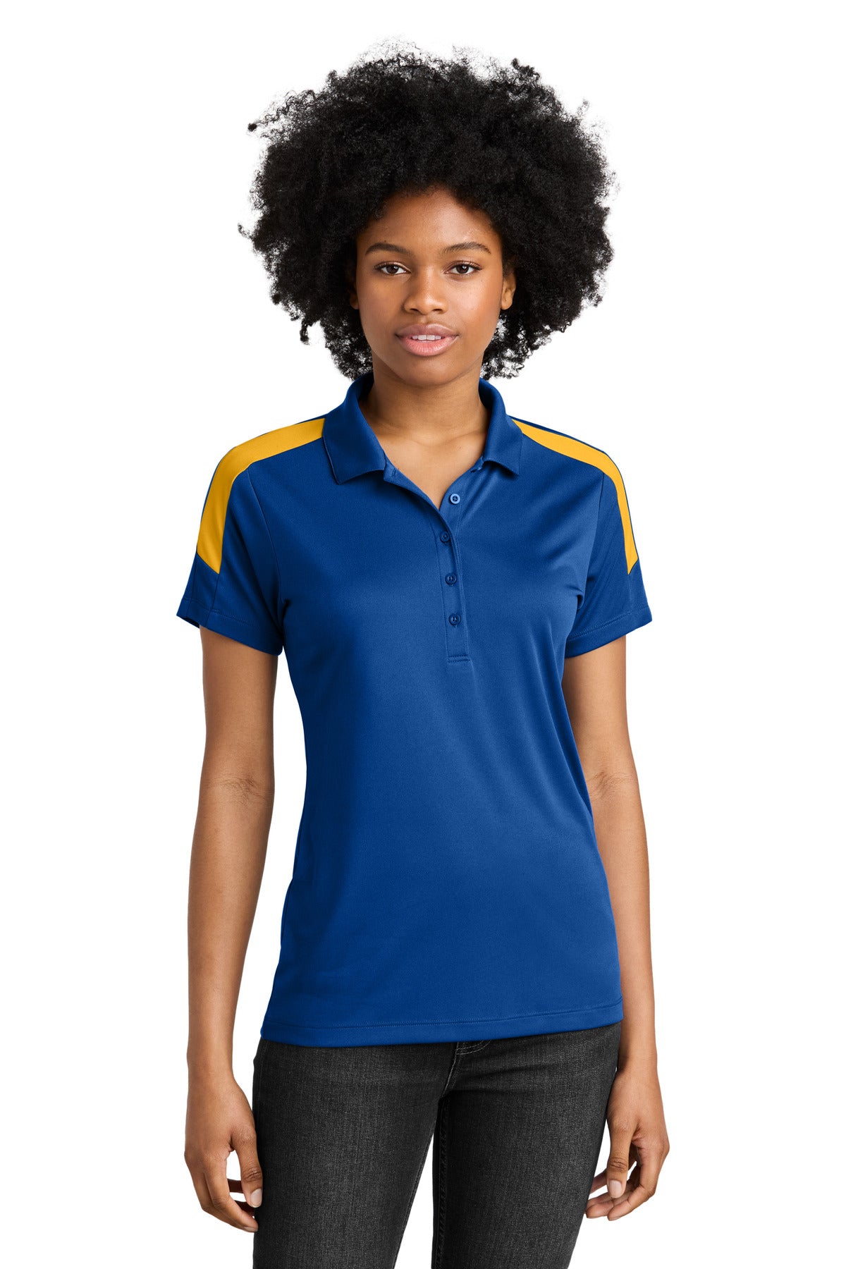 Sport-Tek Women's Competitor United Polo LST104 in True Royal/ Gold