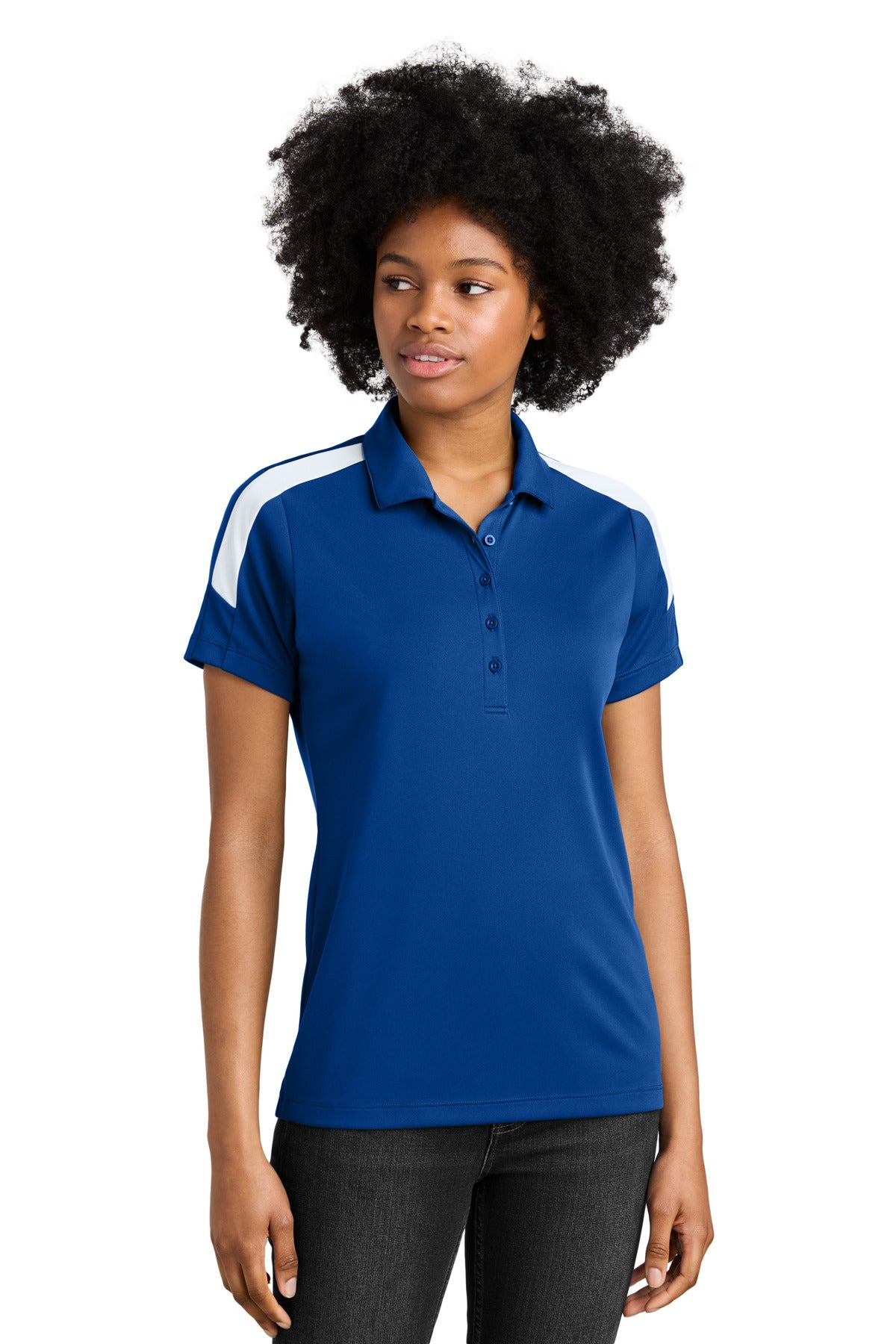 Sport-Tek Women's Competitor United Polo LST104 in True Royal/ White