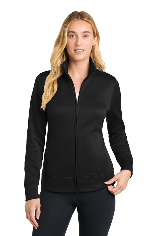Sport-Tek Women's Sport-Wick Fleece Full-Zip Jacket.  LST241 in Black