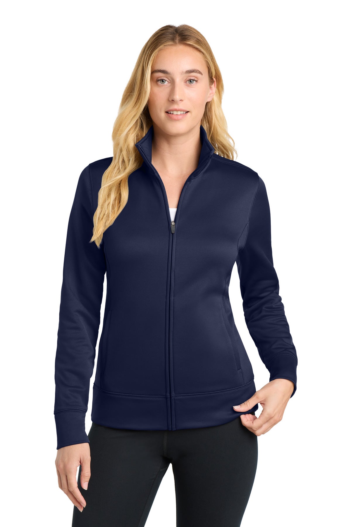 Sport-Tek Women's Sport-Wick Fleece Full-Zip Jacket.  LST241 in Navy