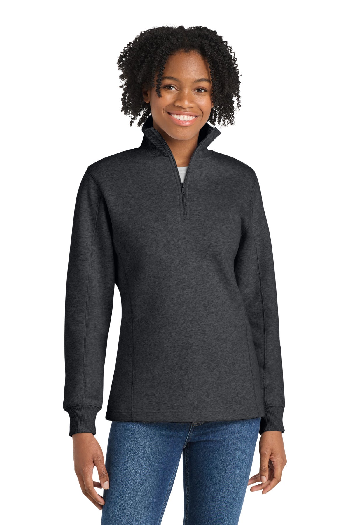 Sport-Tek Women's 1/4-Zip Sweatshirt. LST253 in Graphite Heather