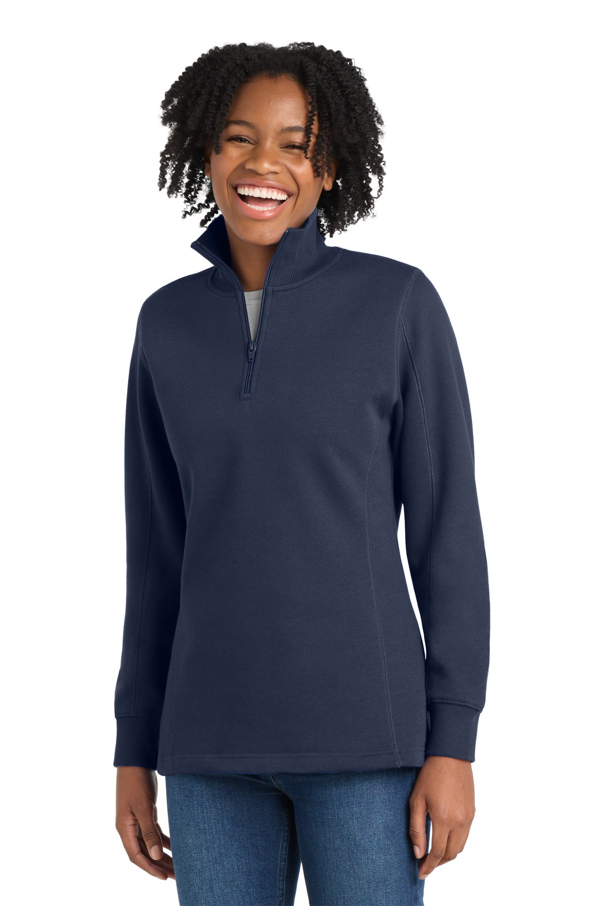 Sport-Tek Women's 1/4-Zip Sweatshirt. LST253 in True Navy