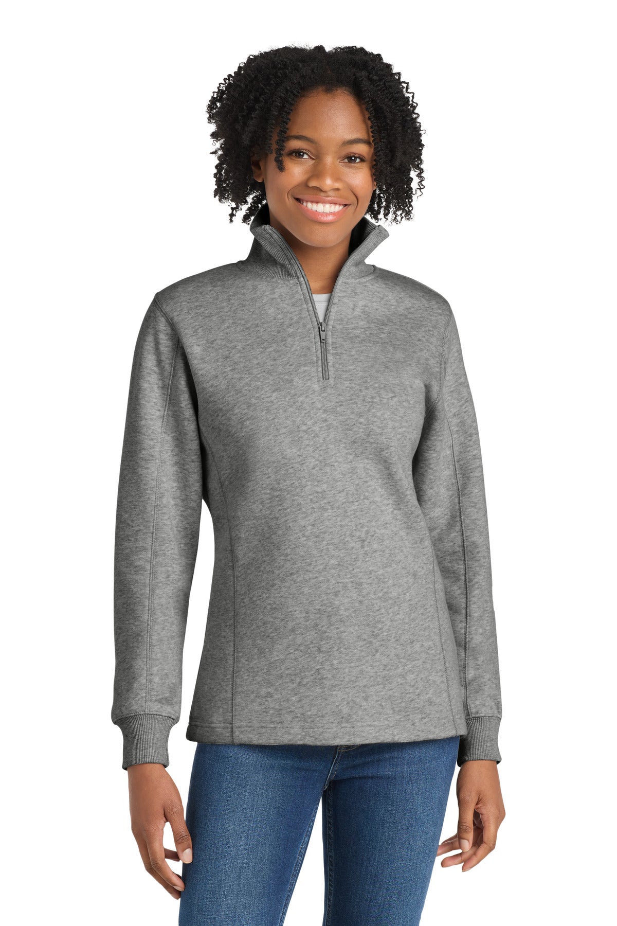 Sport-Tek Women's 1/4-Zip Sweatshirt. LST253 in Vintage Heather