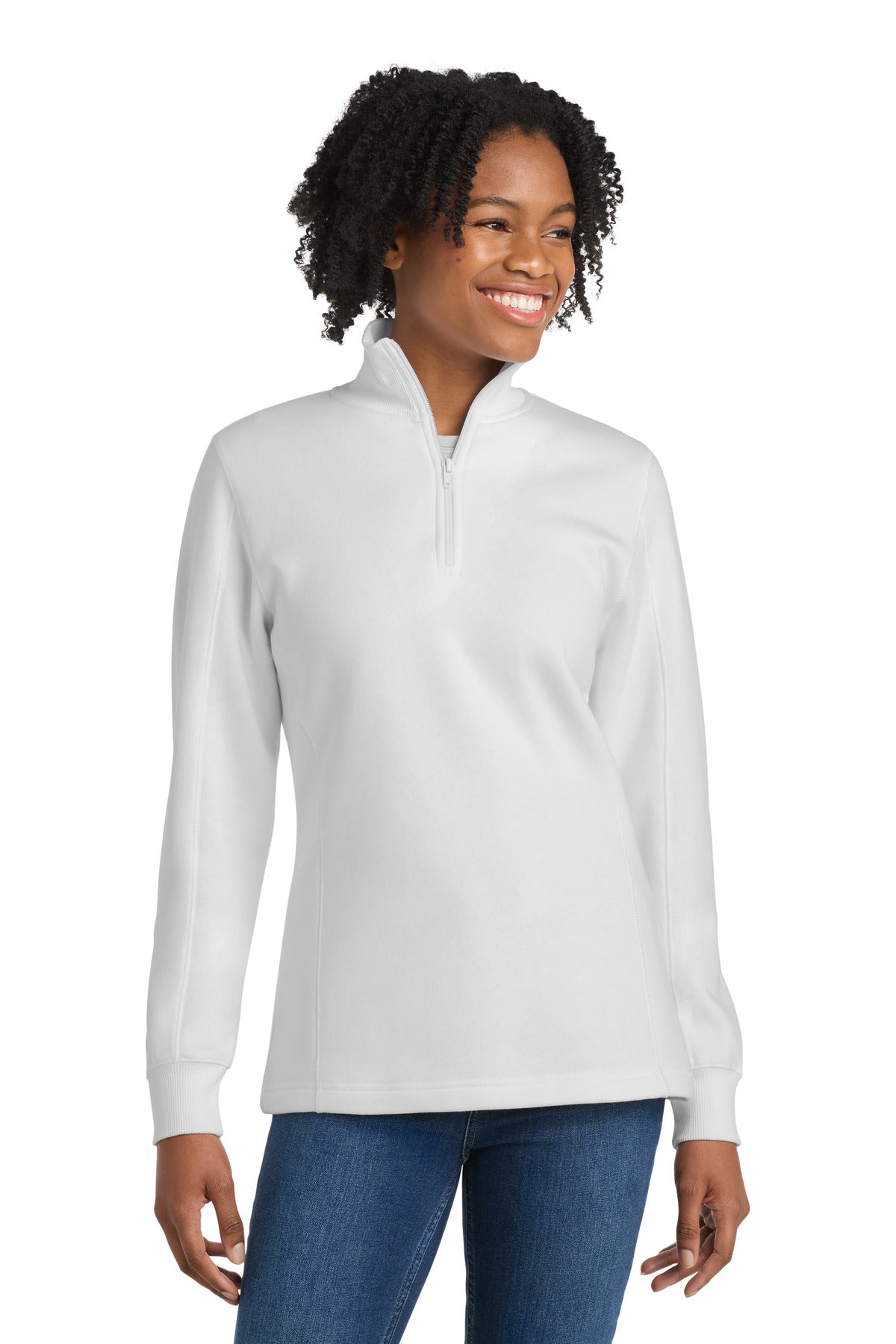 Sport-Tek Women's 1/4-Zip Sweatshirt. LST253 in White