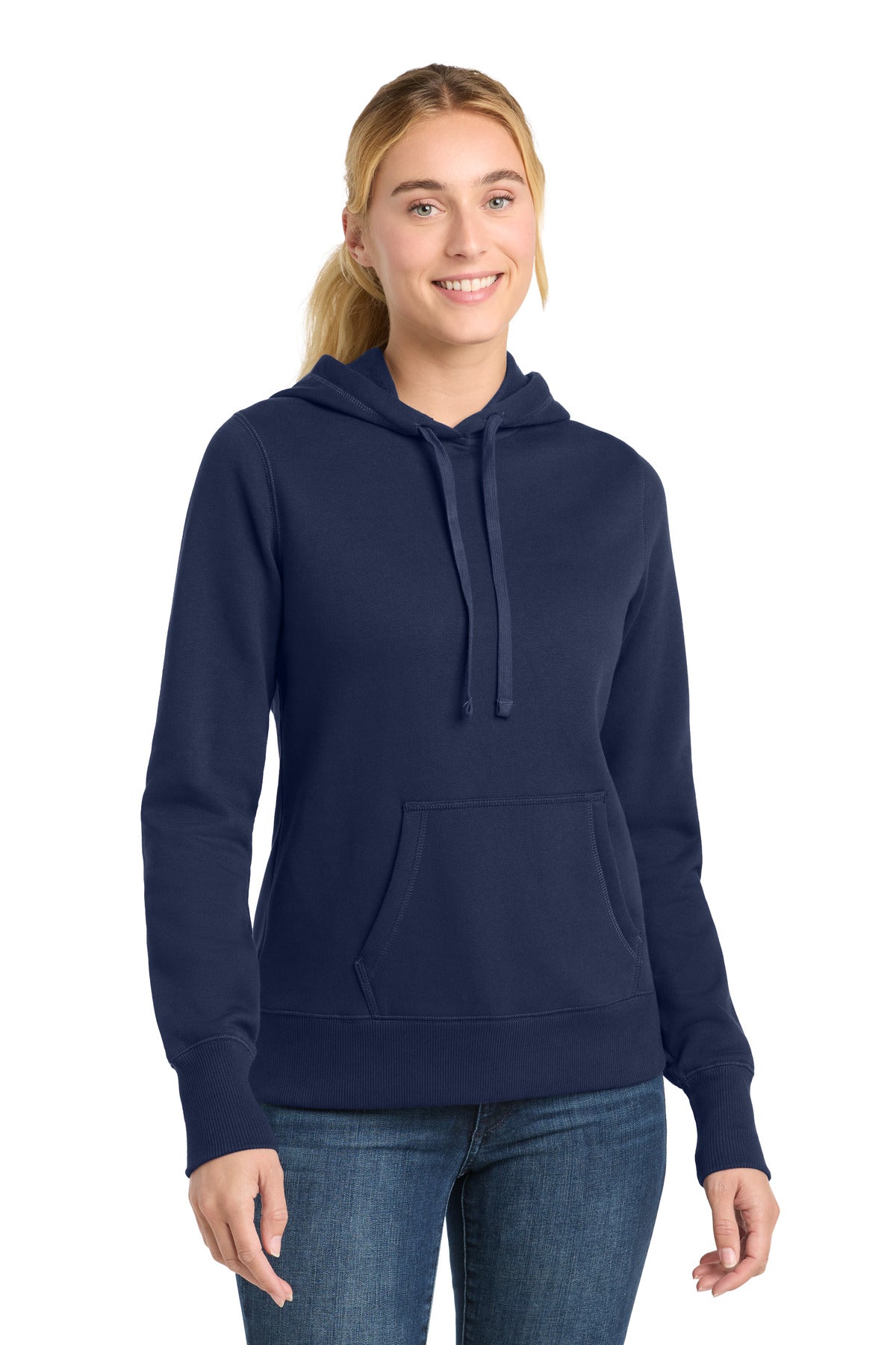 Sport-Tek Women's Pullover Hooded Sweatshirt. LST254 in True Navy