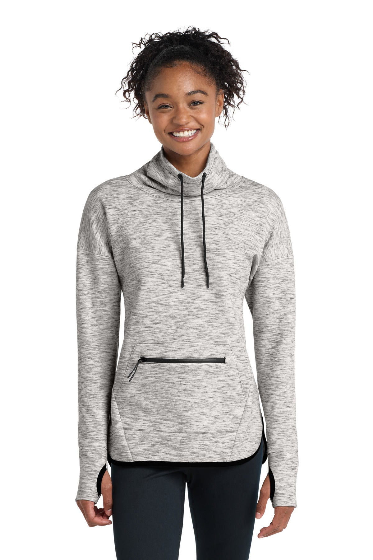 Sport-Tek Women's Triumph Cowl Neck Pullover LST280 in Athletic Heather