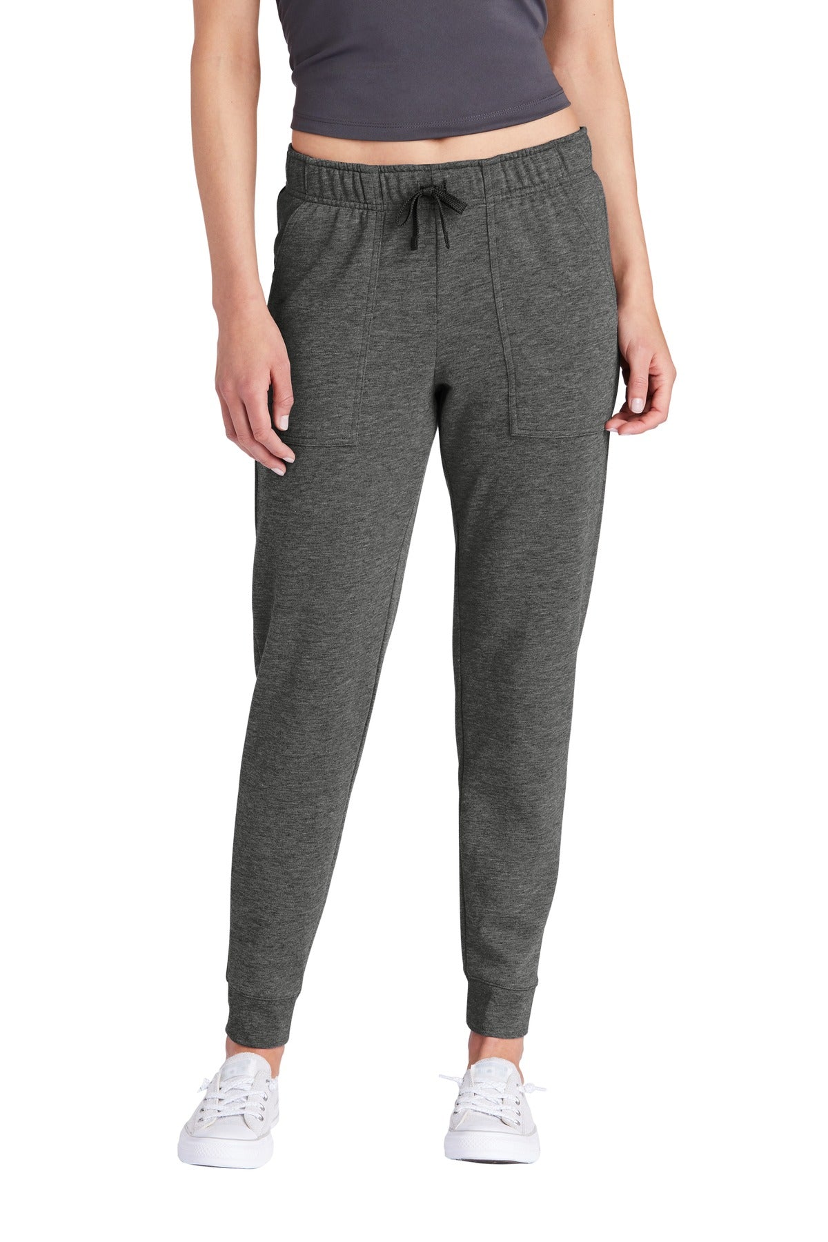 Sport-Tek  Women's PosiCharge  Tri-Blend Wicking Fleece Jogger LST299 in Dark Grey Heather