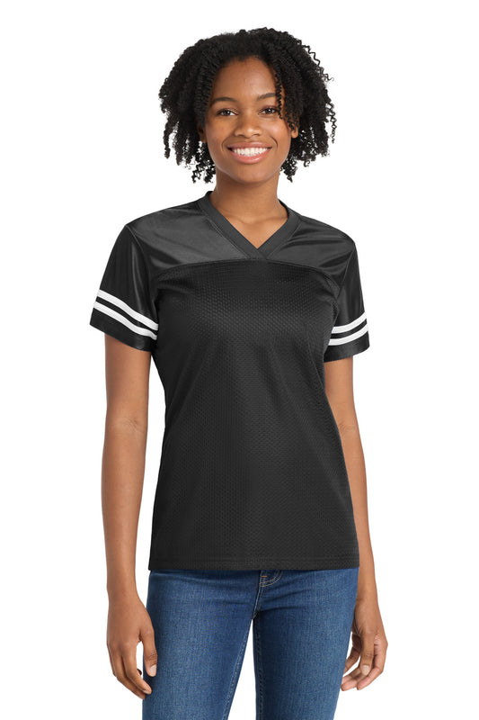 Sport-Tek Women's PosiCharge Replica Jersey. LST307 in Black/ White