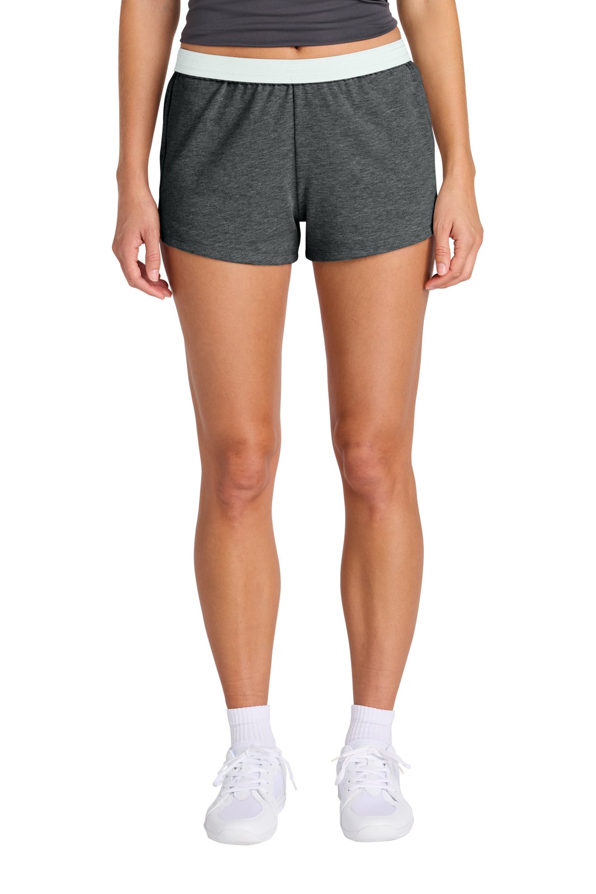 Sport-Tek Women's Jersey Knit Squad Short LST311 in Dark Grey Heather