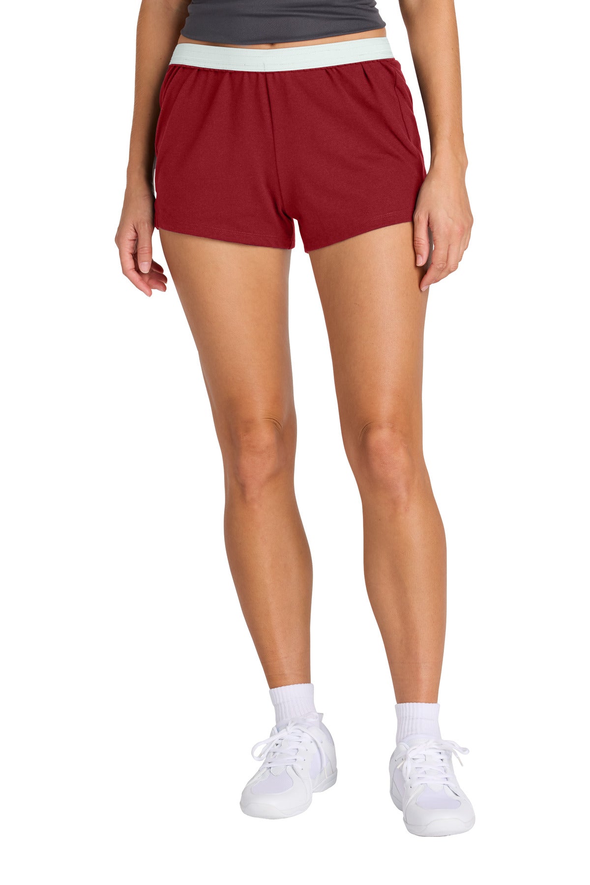 Sport-Tek Women's Jersey Knit Squad Short LST311 in Deep Red