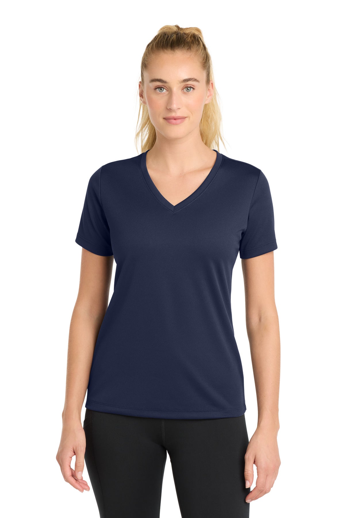 Sport-Tek Women's PosiCharge RacerMesh V-Neck Tee. LST340 in True Navy