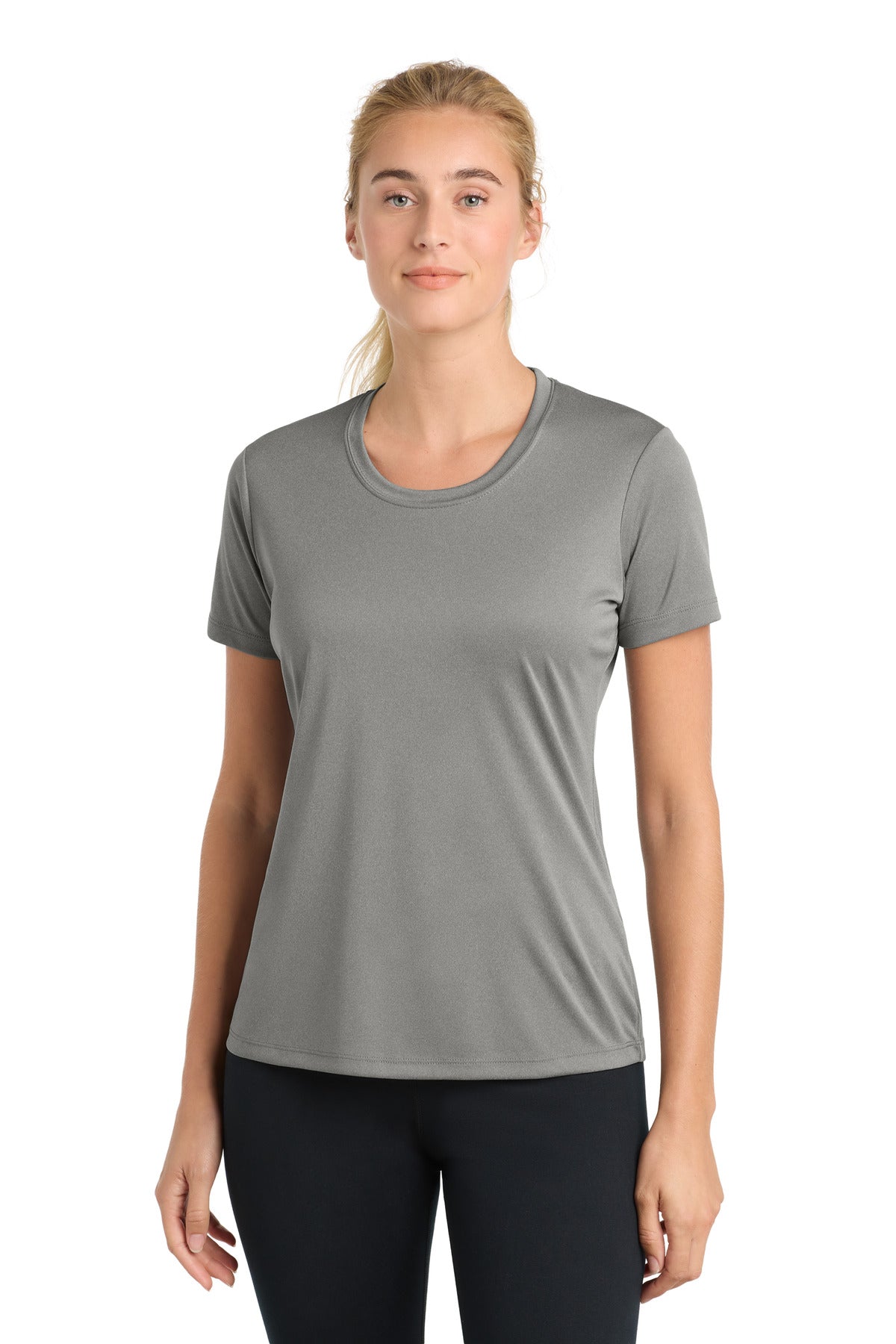 Sport-Tek Women's PosiCharge Competitor Tee. LST350 in Grey Concrete Heather