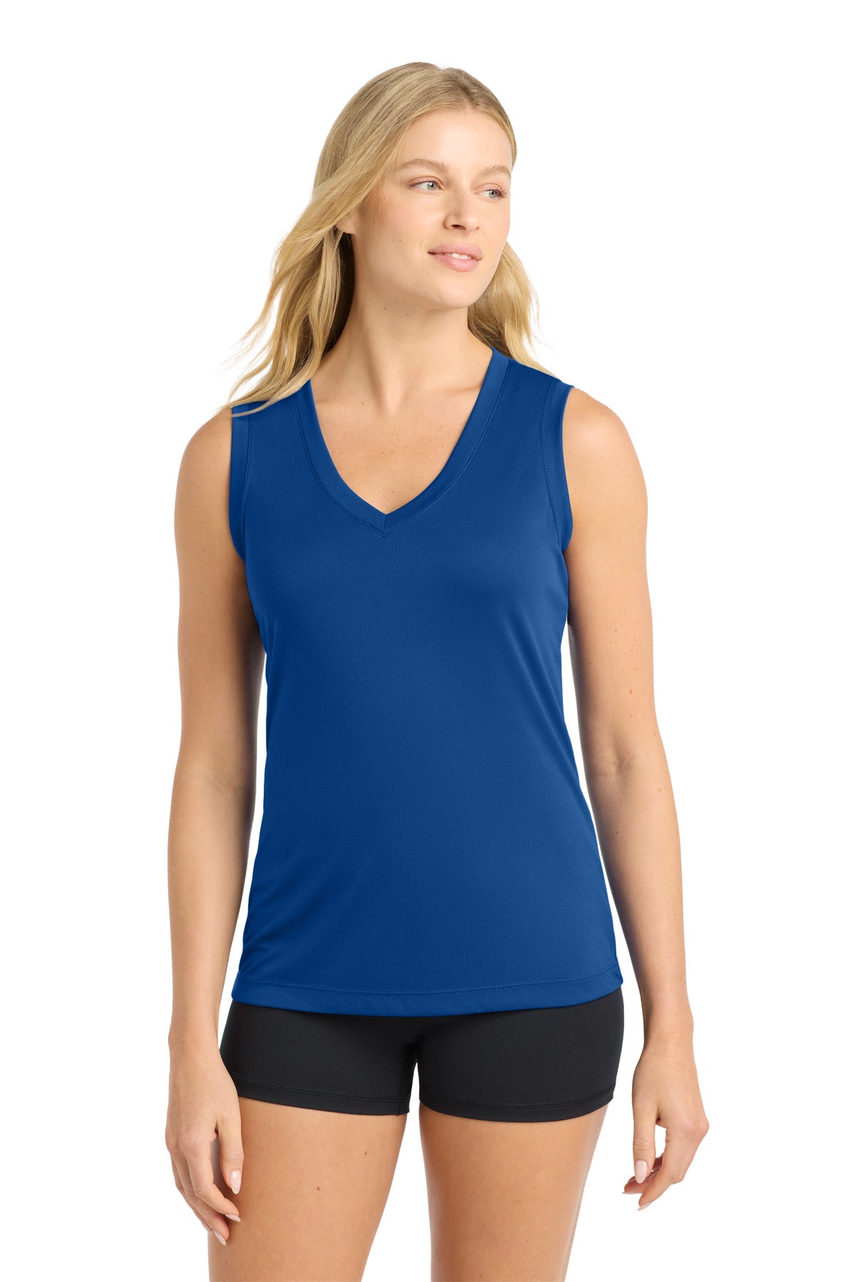 Sport-Tek Women's Sleeveless PosiCharge Competitor V-Neck Tee. LST352 in True Royal