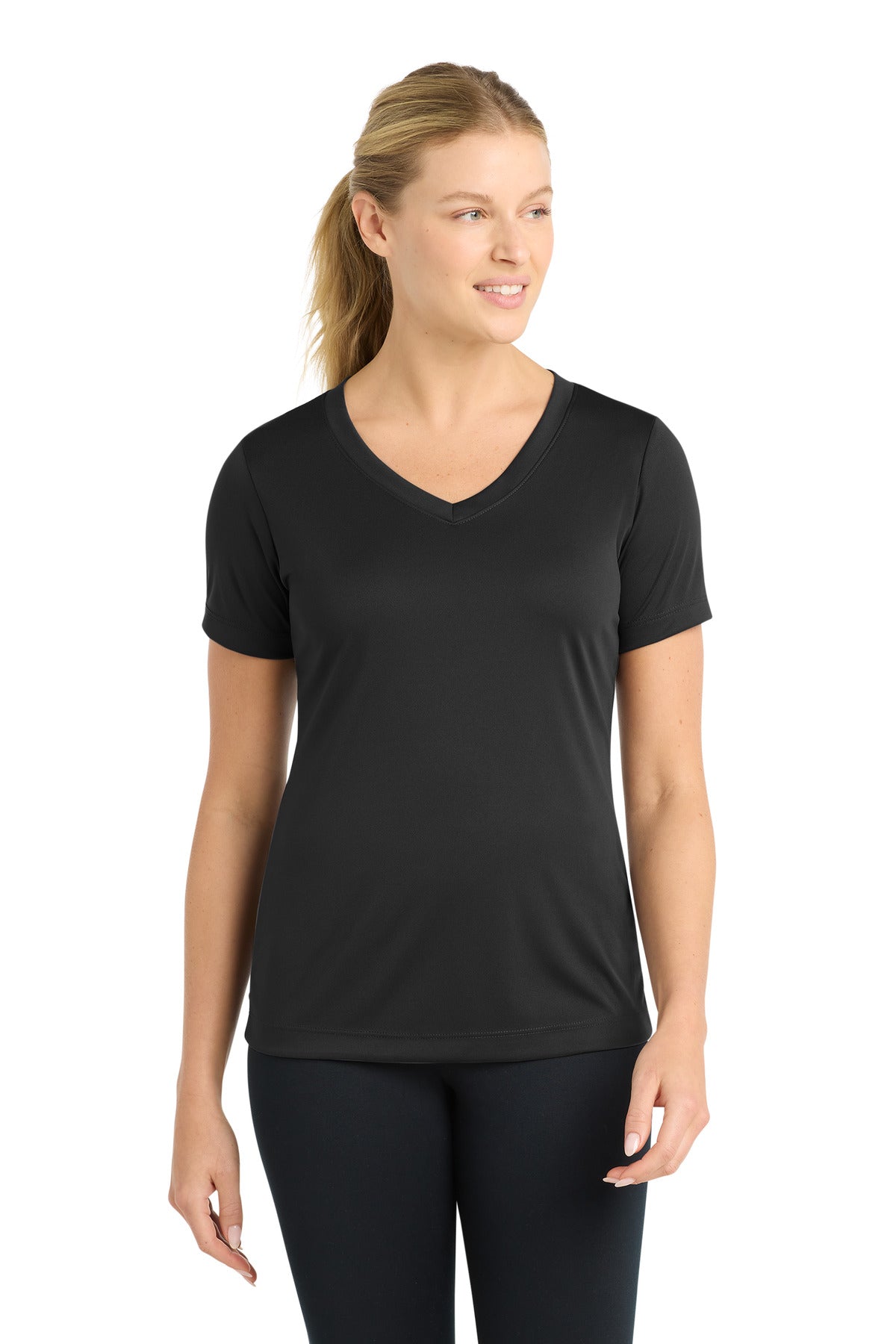 Sport-Tek Women's PosiCharge Competitor V-Neck Tee. LST353 in Black