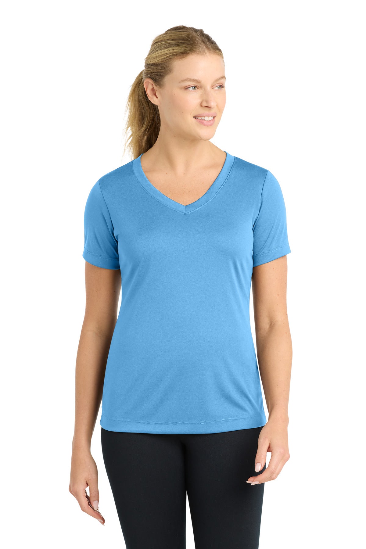 Sport-Tek Women's PosiCharge Competitor V-Neck Tee. LST353 in Carolina Blue