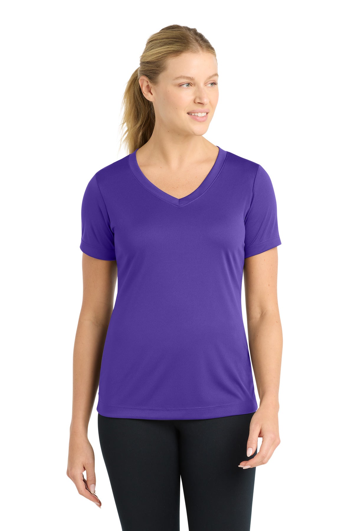 Sport-Tek Women's PosiCharge Competitor V-Neck Tee. LST353 in Purple