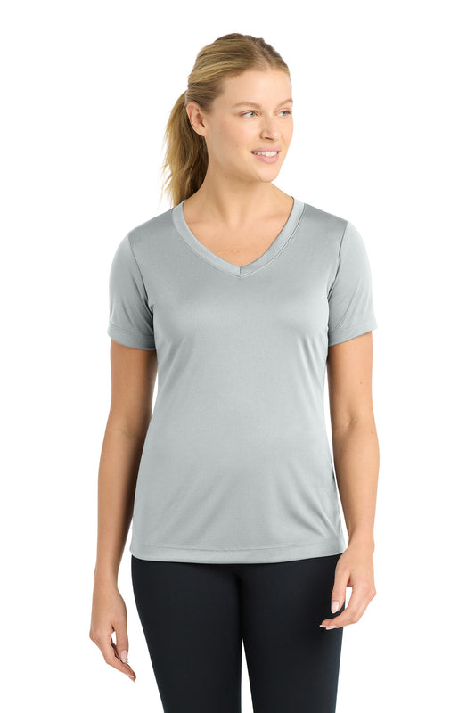 Sport-Tek Women's PosiCharge Competitor V-Neck Tee. LST353 in Silver