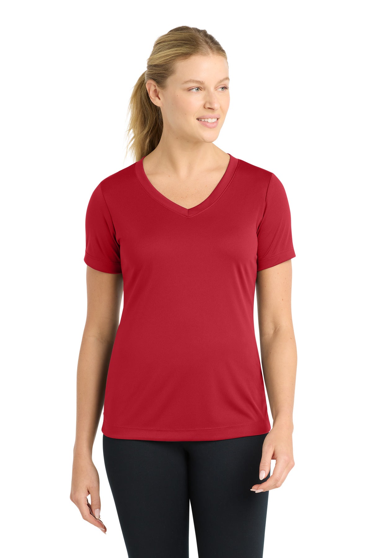Sport-Tek Women's PosiCharge Competitor V-Neck Tee. LST353 in True Red