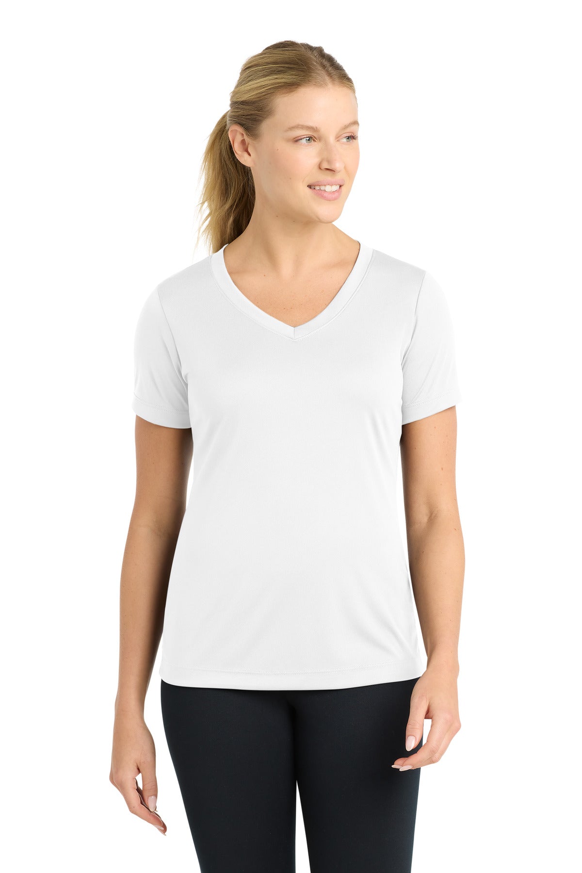 Sport-Tek Women's PosiCharge Competitor V-Neck Tee. LST353 in White