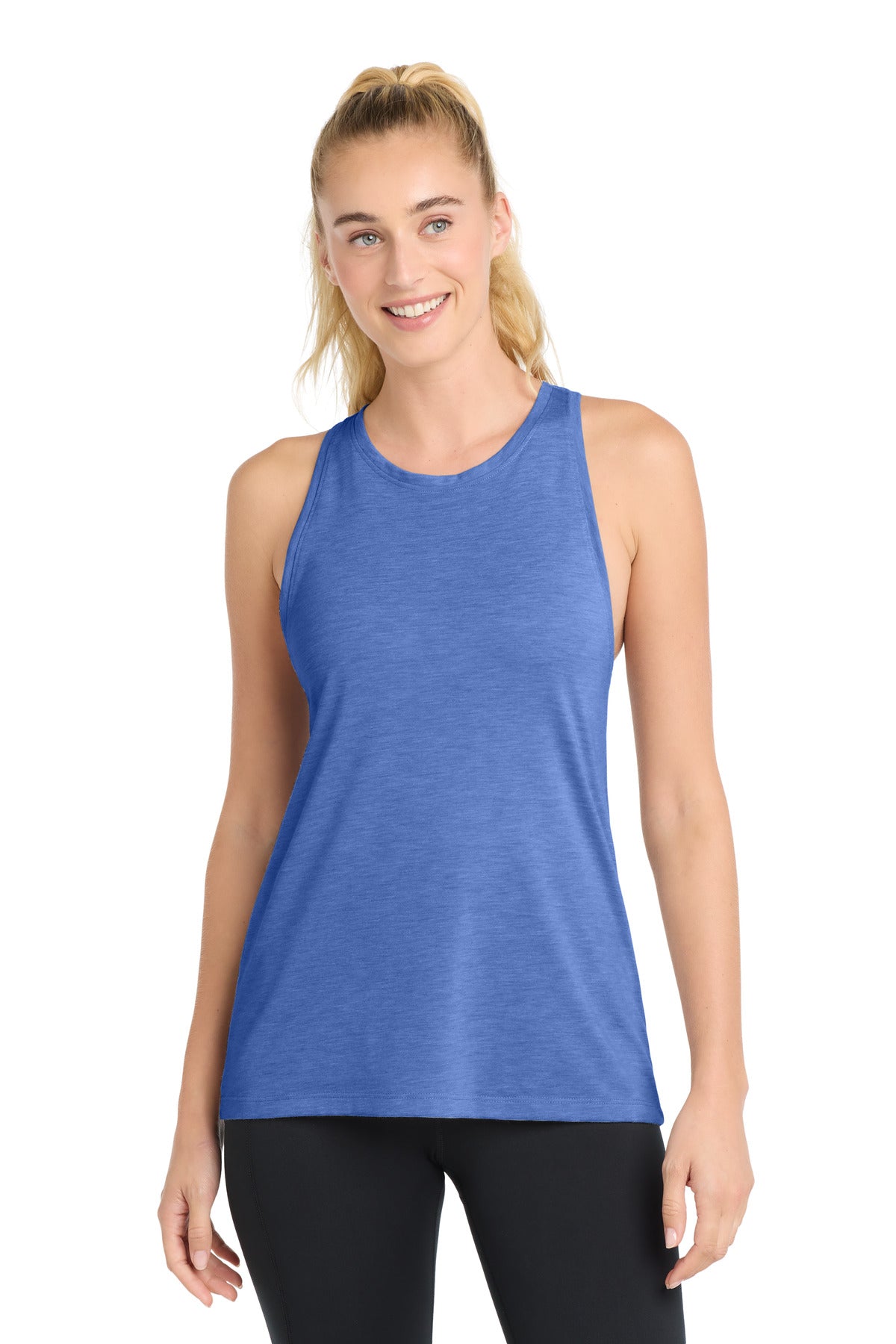 Sport-Tek  Women's PosiCharge  Tri-Blend Wicking Tank. LST402 in True Royal Heather