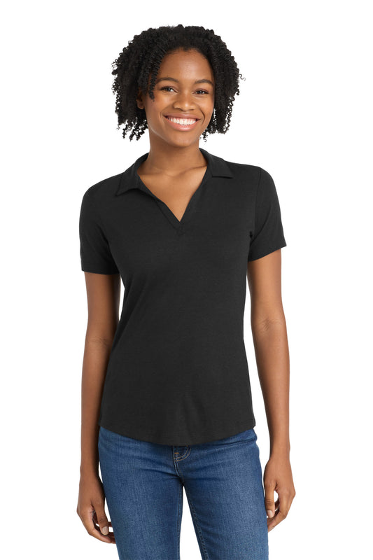 Sport-Tek  Women's PosiCharge  Tri-Blend Wicking Polo. LST405 in Black Triad Solid