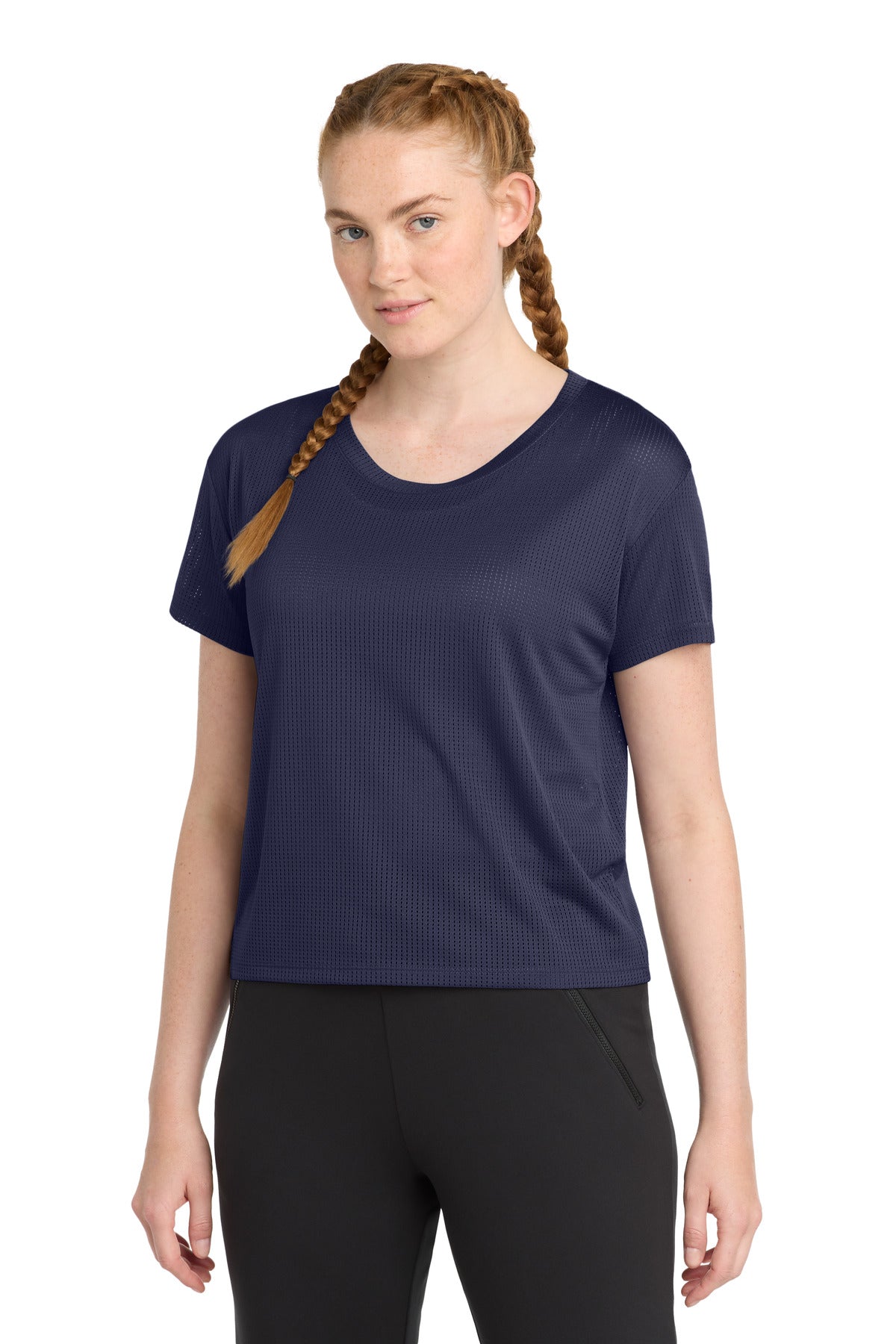 Sport-Tek  Women's PosiCharge  Draft Crop Tee. LST411 in True Navy