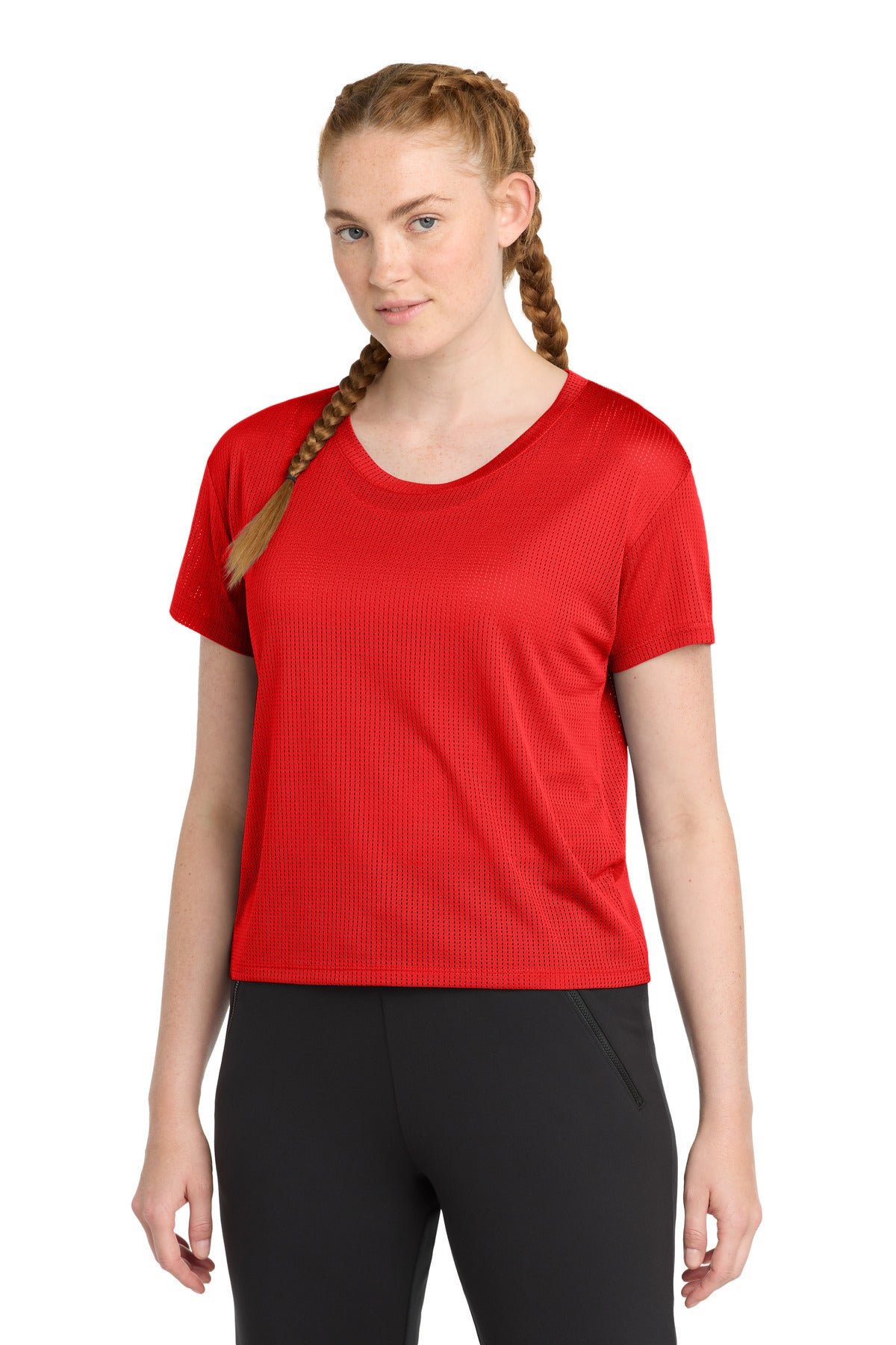 Sport-Tek  Women's PosiCharge  Draft Crop Tee. LST411 in True Red