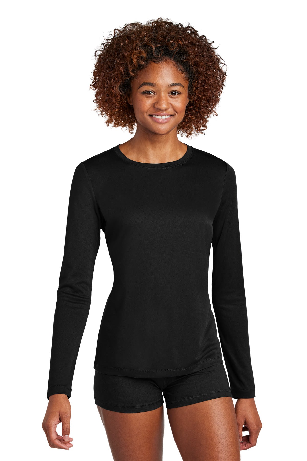 Sport-Tek Women's Posi-UV Pro Long Sleeve LST420LS in Black