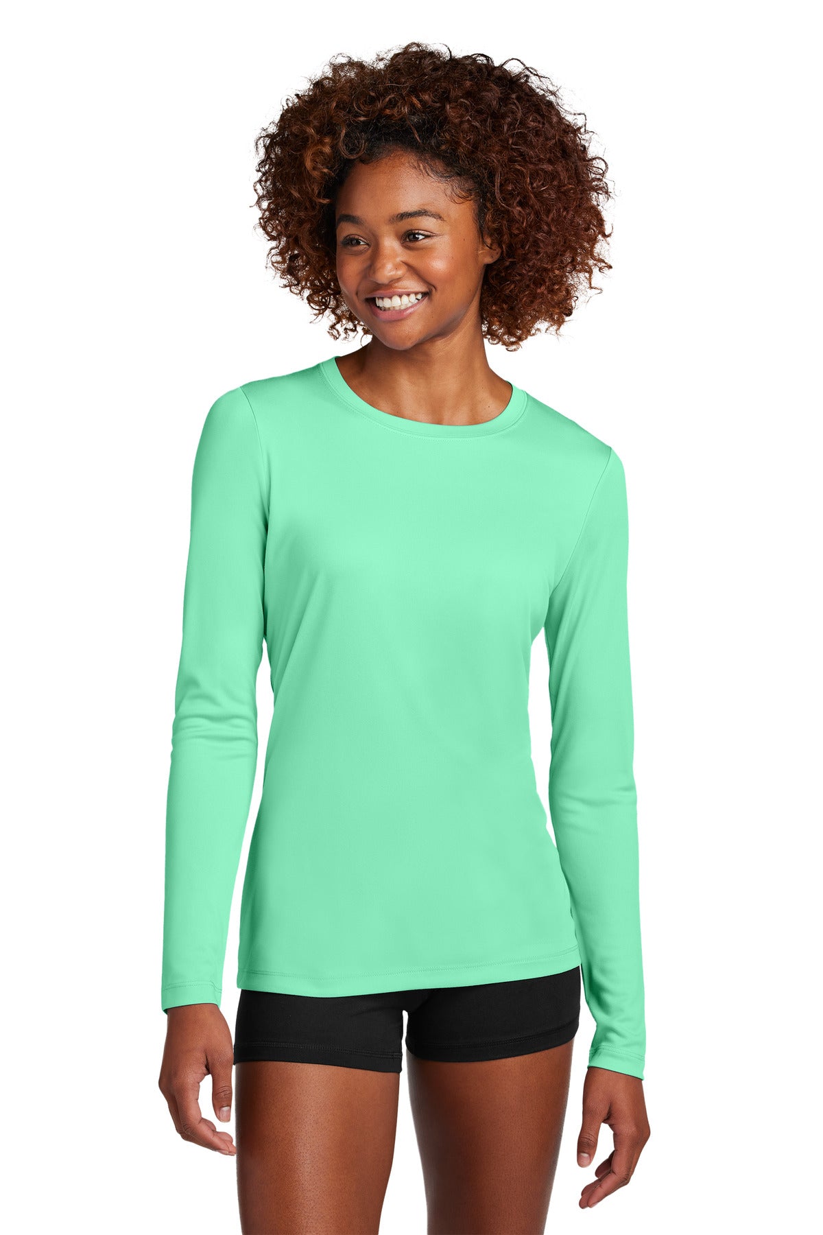 Sport-Tek Women's Posi-UV Pro Long Sleeve LST420LS in Bright Seafoam