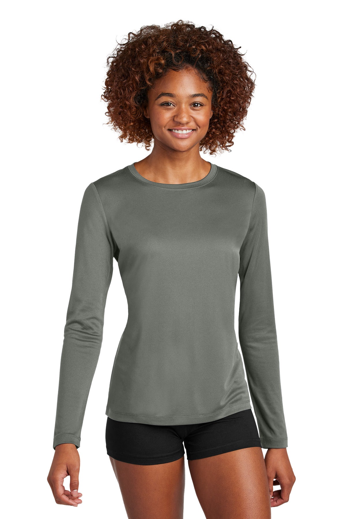Sport-Tek Women's Posi-UV Pro Long Sleeve LST420LS in Dark Smoke Grey