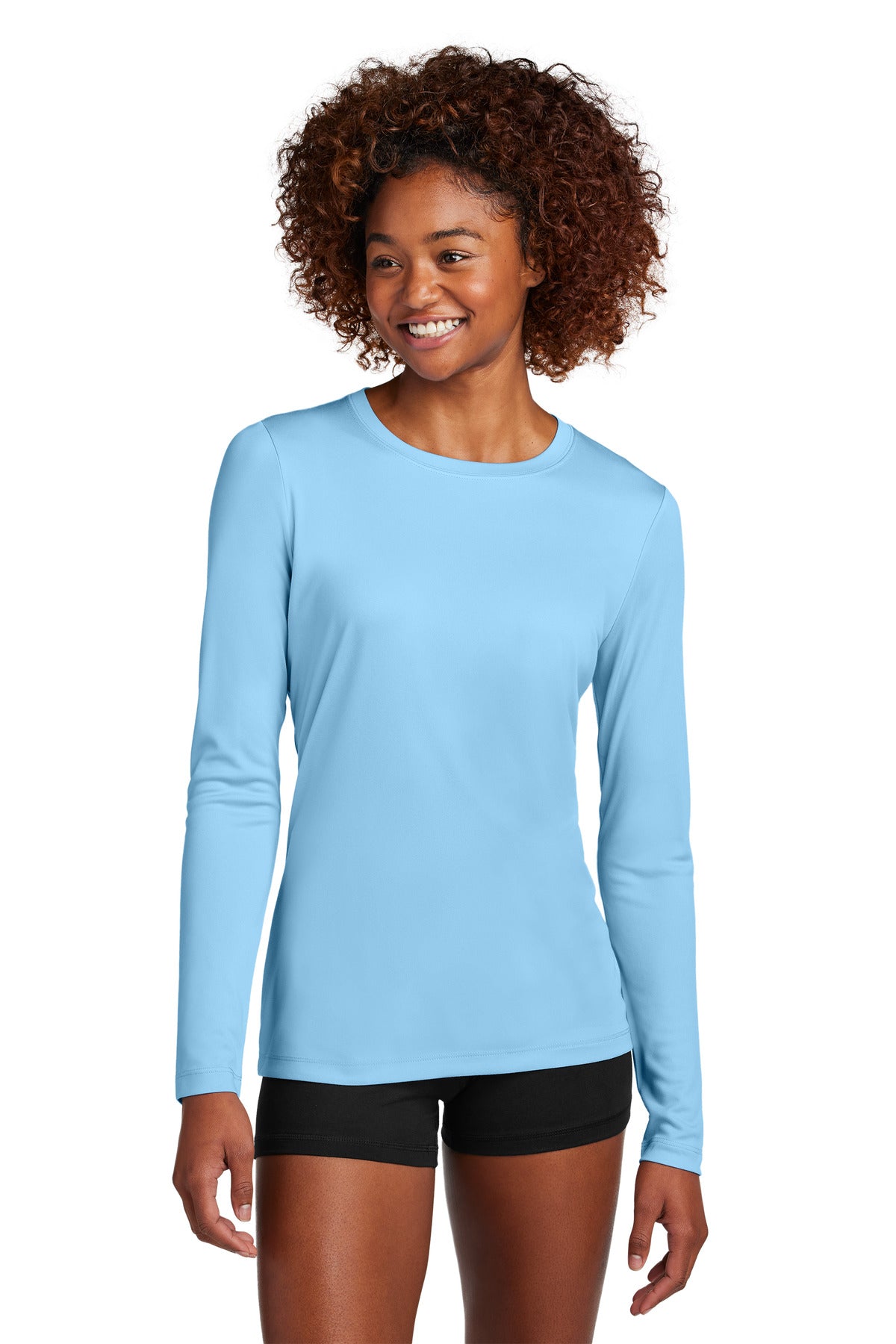 Sport-Tek Women's Posi-UV Pro Long Sleeve LST420LS in Light Blue